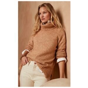 Banana Republic NWT Ribbed Turtleneck Oversized Sweater Camel Color Size Large P